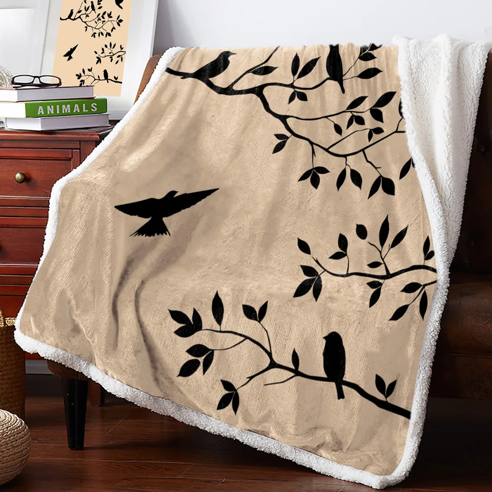 Black Yellow Twigs Warm Soft Blanket Office Sofa Plush Blanket