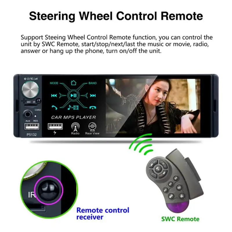 P5131 1 Din 4,1 дюймов сенсорный экран стерео BT AM FM RDS радио MP5 плеер Bluetooth красочный ключ подсветка автомобильные аксессуары