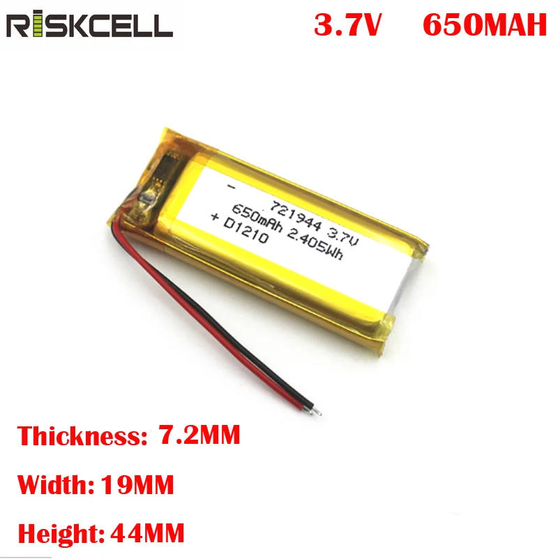 721944 3,7 v 650mah перезаряжаемый литий-полимерный аккумулятор гарнитура MP3 цифровые продукты