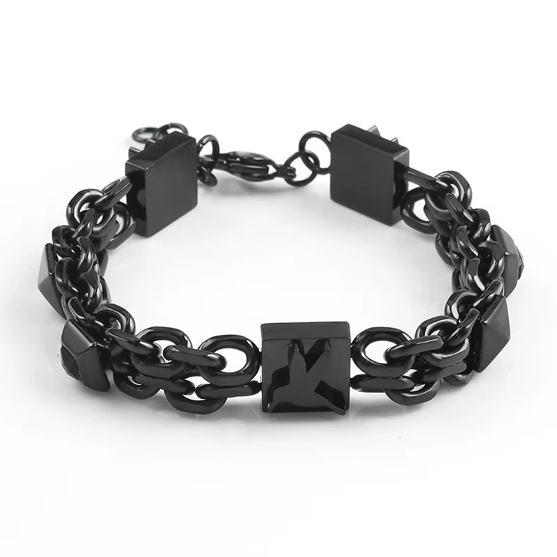 Заводской прямой Титановый стальной браслет мужской двухрядный угловой браслет Модный Властный Браслет
