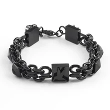 Заводской прямой Титановый стальной браслет мужской двухрядный угловой браслет Модный Властный Браслет