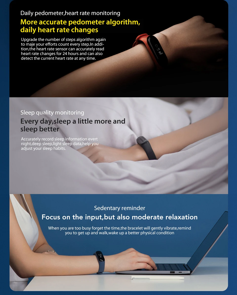 In Stock! Original Xiaomi Mi band 3 Xiomi Heart Rate Monitor Bluetooth 4.2 Xaomi Smart Sport Bracelet OLED Miband 3 Smartband  (8) 