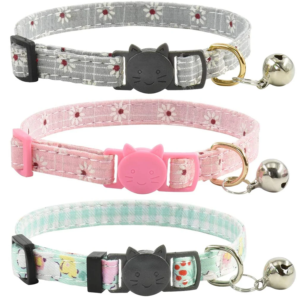 

Breakaway Cat Collars with Bell, Set of 3, Durable & Safe Cute Kitten Collars Safety Adjustable Kitty Collar for Cat Puppy