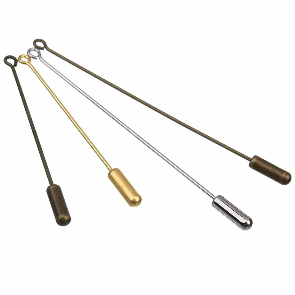 20pcs 50/70mm Safety Long Brooch Pins Gold Silver Bronze Loop Eye Brooch Pin with Cap Stopper for DIY Jewelry Making Findings