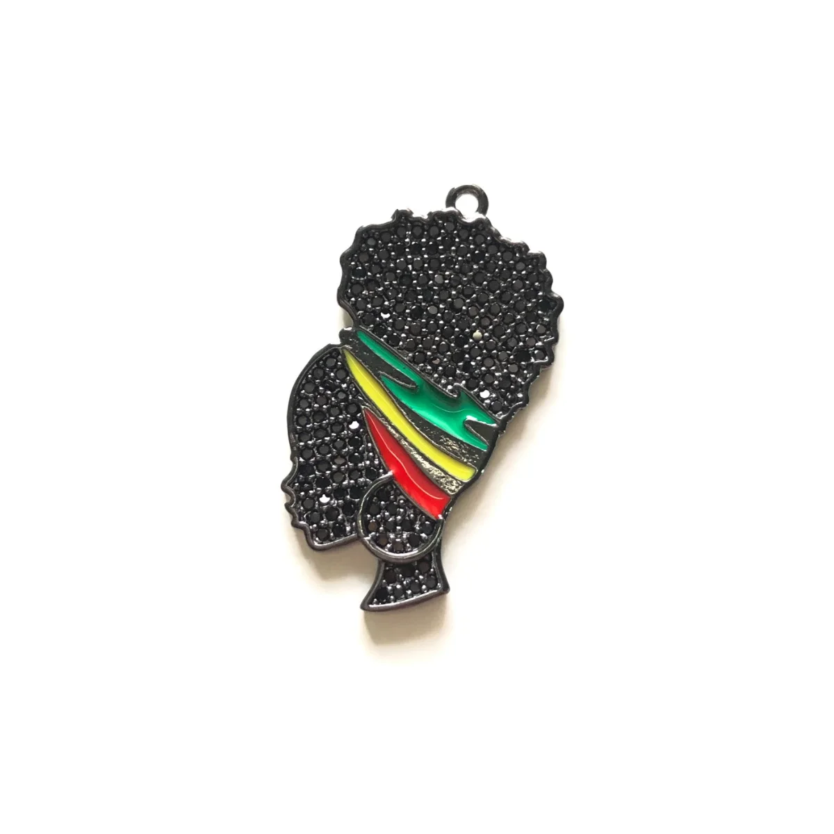 5pcs Green Yellow Red Headband Afro Girl Black Queen Charm Pendant for Women Bracelet Necklace Making Gold-Plated Jewelry Supply