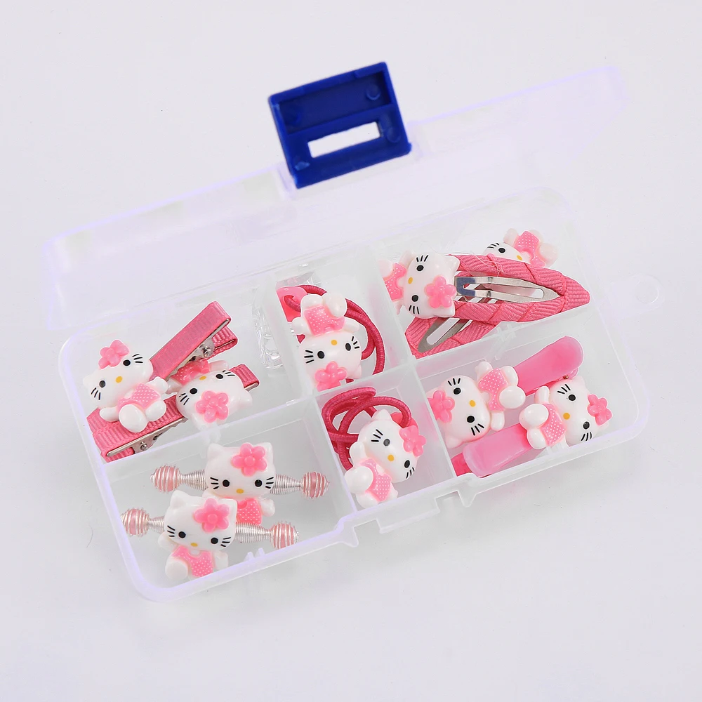 Милые детские аксессуары для волос hello kitty, набор эластичных резинок для волос с кроликом и медведем, заколки для волос, заколки с коробкой для хранения, лидер продаж