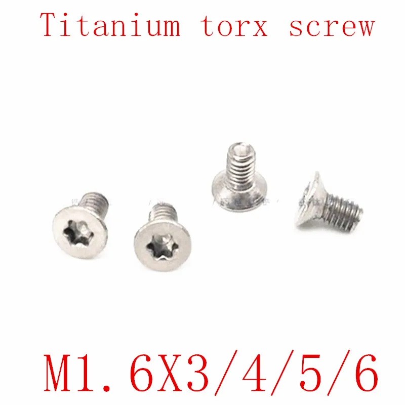 20 штук titanium винт M1.6x3/4/5/6 titanium torx винт с потайной головкой