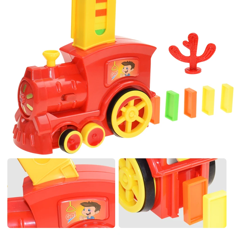 Juego de tren dominó para niños, bloques de dominó de colocación automática con sonido y luz, juego de rompecabezas de Color, juego de bricolaje, regalo para niño y niña