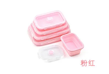 Силиконовый складной контейнер для обеда контейнер для хранения еды Bento BPA Free Microwavable Портативный Пикник Кемпинг прямоугольник наружная коробка - Цвет: D
