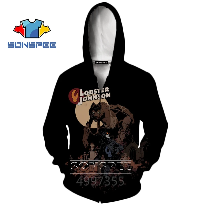 SONSPEE Lobster Johnson аниме Harajuku футболка толстовки худи на застежке с 3d принтом для мальчиков и девочек подростков в стиле хип-хоп детская одежда X288 - Цвет: 4