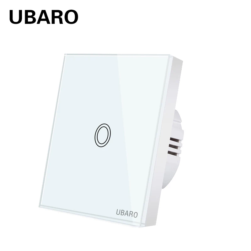 

UBARO EU/UK Crystal Glass Panel Light Wall Power Interruptor Pared Touch on off Switch Led Schakelaar Switches 1Gang AC100-240V