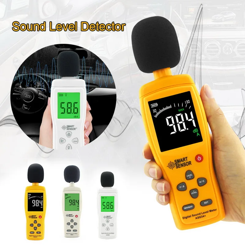 

Multipurpose Digital Noisemeter Sound Level Meter Detector Pressure Level Tester Color LCD Display 30~130 dB Monitoring Tester