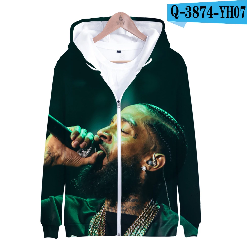 Aikooki Горячая Певица Nipsey Hussle толстовки для мужчин и женщин с капюшоном стойки в средней молнии Толстовка для мужчин s Hoody polluverers - Цвет: Color  5