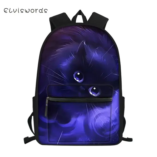CDW4045Z58 ELVISWORDS модный детский холщовый рюкзак с изображением фантастических кошек, школьные сумки для девочек, мультифункциональный рюкзак для путешествий с изображением животных - Цвет: CDW4045Z58