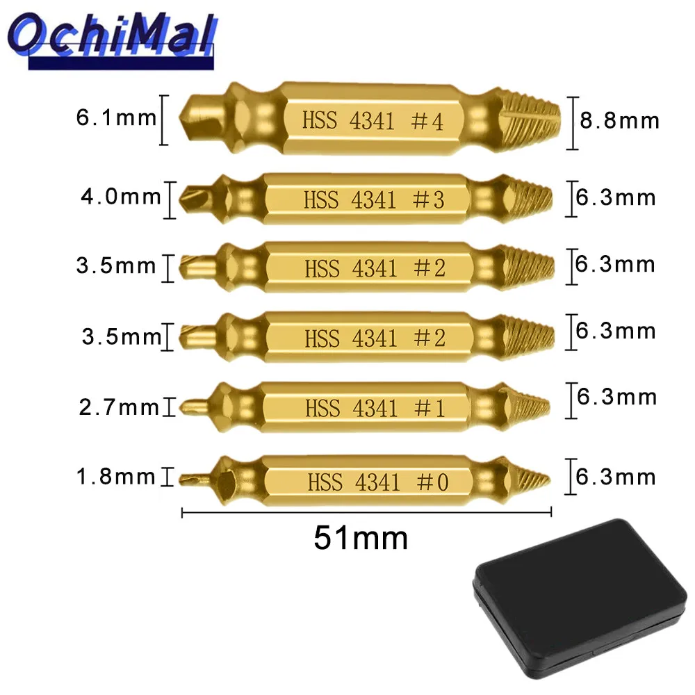 3/4/5/6 PCS Damaged Screw Extractor Drill Bit Set Bolt Remover Easily Take Out Broken Screw Extractor Stripped Demolition Tool