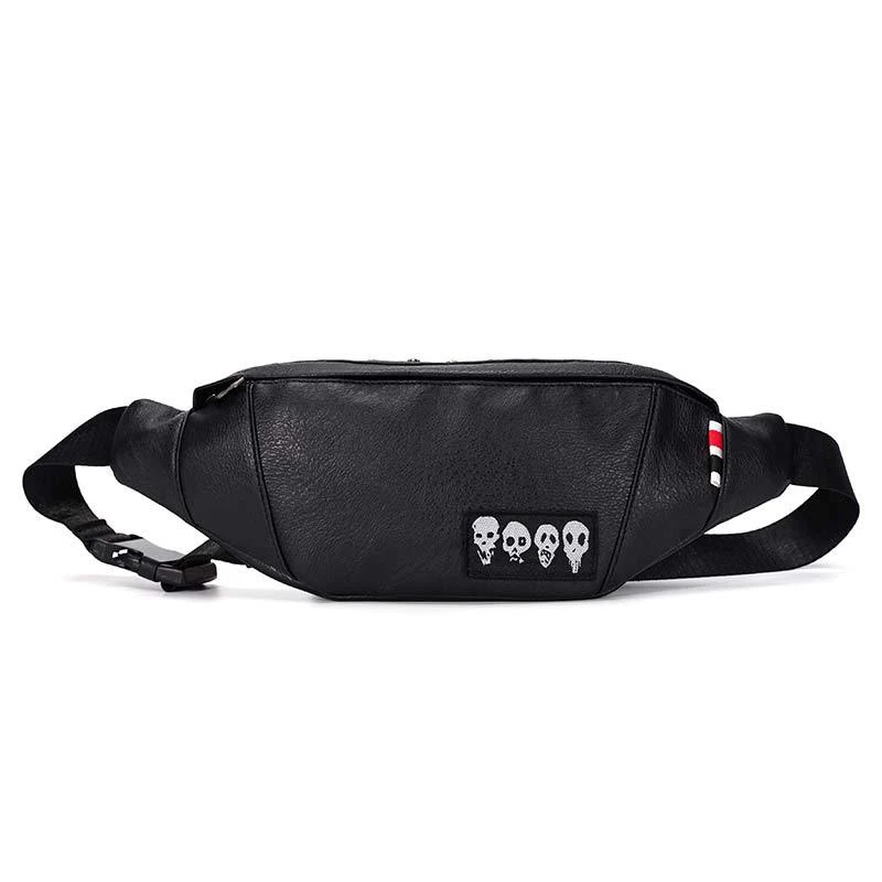 Black waist bag Мужская поясная сумка из искусственной кожи, поясная сумка, модная сумка через плечо в стиле локомотив, трендовая мужская сумка на плечо - Цвет: Black waist bag