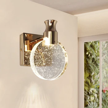 

Bedside Background Makeup LED Wall Lamp Bedroom Nordic Table Mirror Living Room Crystal Wall Lamp Wall Lamp Light Luxury Aisle