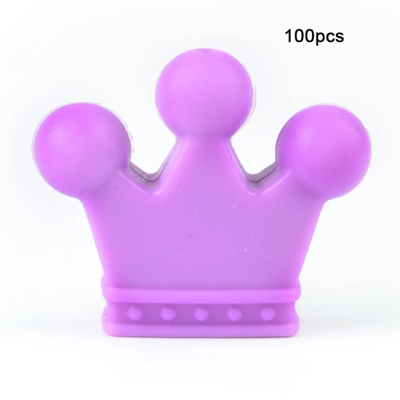medium purple LOFCA 100 короны из силиконовых шариков, не содержащих бисфенола-а, Еда Класс Силиконовые Прорезыватели для зубов детские жевательные игрушки-прорезыватели игрушка «сделай сам» для соски-пустышки аксессуар - Цвет: medium purple