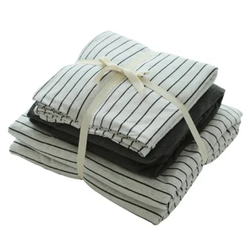 

Tianzhu cotton knitted bedding simple thin strips solid color four-piece single double bed single bed cotton set