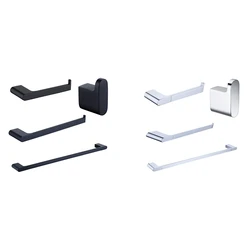 Bathroom Hardware Set Stainless Steel Robe Hook Paper Holder Towel Bar Screwed Wall Mounted