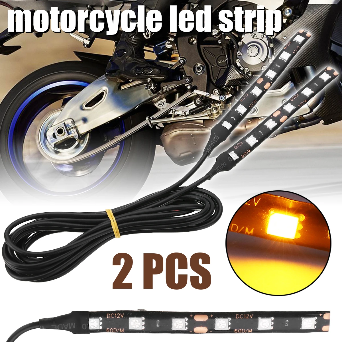 Mayitr 2pcs 6LED Motorcycle Strip Light LED Turn Signal Indicator Lights Bar Amber Universal for Motorbike Vehicles High Quality