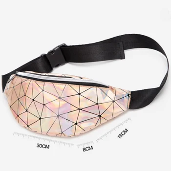 

Disigner Rhomboid Holographic Fanny Pack Women Waist Bags 2020 New Cool Personality Geometric Anti-theft PU Leather Pillow 30 20