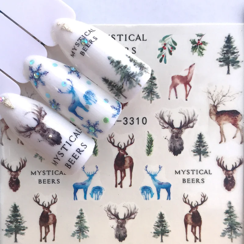 1 шт. рождественские маникюрные наклейки для ногтей художественная вода осенний слайдер кленовые пальмы Санта наклейки с Сантой аксессуары для ногтей подарок на год