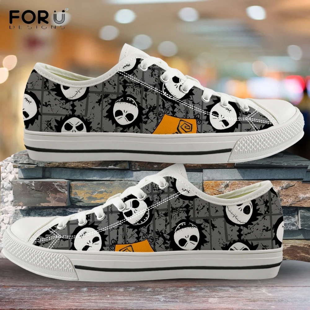 Najtaniej FORUDESIGNS w nightmare before christmas wzór kobieta niskich Top brezentowych butów buty wiosna jesień trampki kobiety lekkie buty damskie