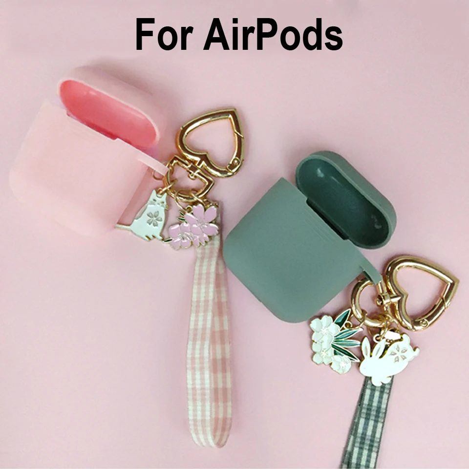 Милый корейский Кролик цветок силиконовый чехол для Apple Airpods 1 2 Аксессуары bluetooth наушники чехол для наушников Декор брелок