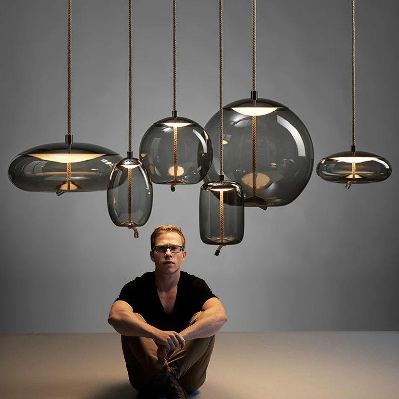 

Modern Led Metal Pendant Lights Wrought Iron Glass Round Ball Brass Rod Hanging Lamp For Living Roomcafekitchen Nordic Lighting