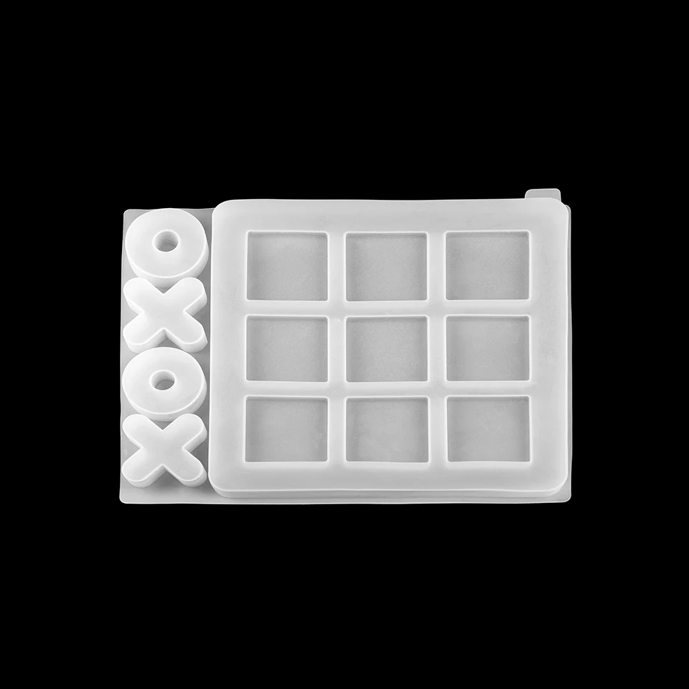 Compact Tic Tac Toe Silicone Casting Mold for DIY Resin Crafts and Jewelry Making