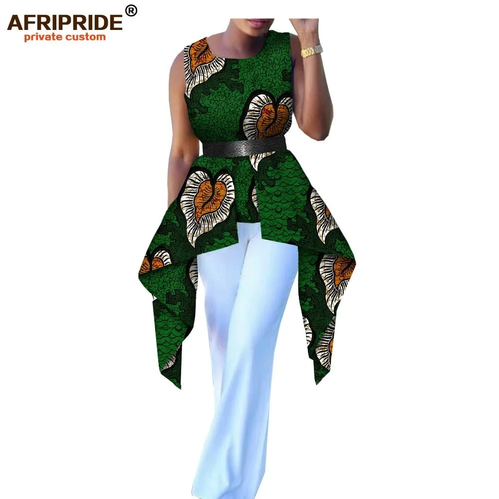 Африканская одежда для женщин, Повседневная рубашка AFRIRIDE, сделанная на заказ, без рукавов, с круглым вырезом, женская рубашка из хлопка высокого качества A1822002