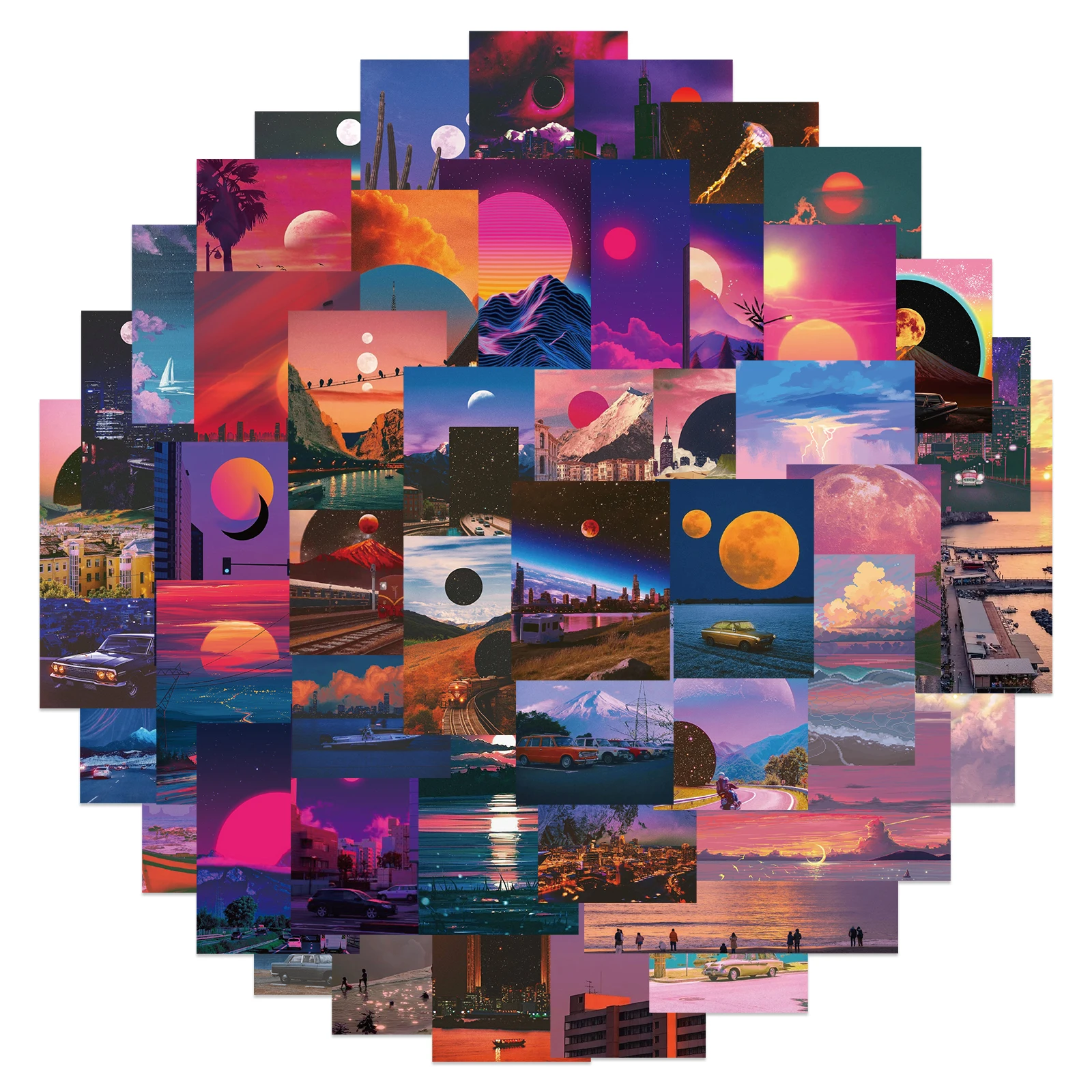 50PCS Paper Sticker Set Sunset Scenery Self-adhesive Stationery Stickers For Arts Craft Diy Scrapbooking Diary Album 50pcs paper sticker set sunset scenery self adhesive stationery stickers for arts craft diy scrapbooking diary album