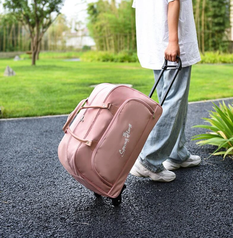 Bolso con ruedas para mujer, bolsa de equipaje rodante para niña, con ruedas para viaje corto|Bolsas de - AliExpress