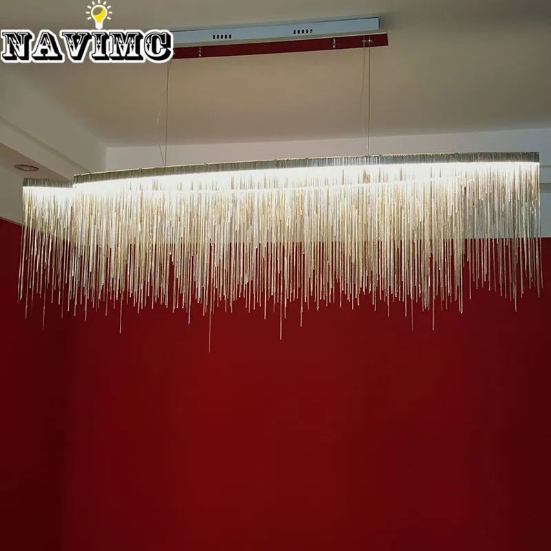 Billige Moderne Aluminium Kette Meteor Dusche führte Anhänger Licht für Hotel Halle Restaurant Esszimmer Silber Kreative Hängende Lampe