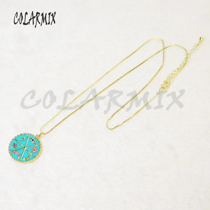 10 strands Astrology pendants necklace Enamel charm necklace crystal rainbow pendants necklace accessories for women 5958