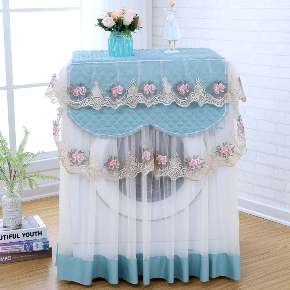 Lace Embroidery Floral Washing Machine Cover Dust Proof Home Decor Protector Washing Machine Covers Household Merchandises