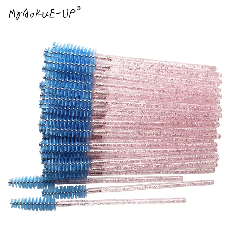 NEW 200/500 pcs Disposable Nylon Mascara Wand Applicator Crystal Handle Eyelash Brush For Eyelash Extension Makeup Tools