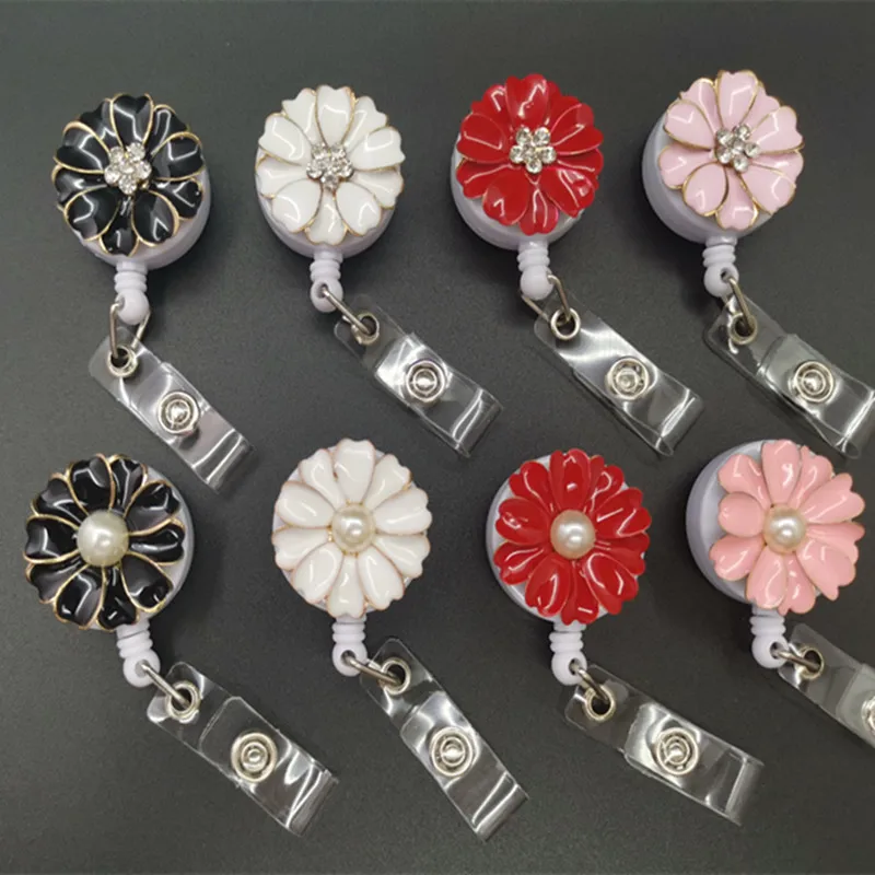 New Design 1 Piece Quality Metal Retractable Nurse Badge Reel Resin Heart Flowers Series ID Card Work Holder | Канцтовары для офиса