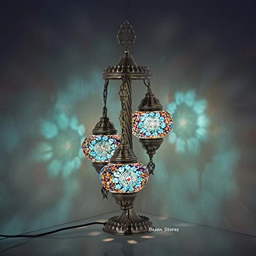 KARALP MOZAIK Turkish Mosaic Table Lamp - Handmade Glass Swan Neck Lamp With LED Bulb, 17.3 Inch - View #3