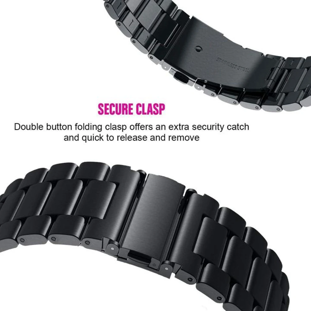 Ремешок для Xiaomi Amazfit Bip/Stratos 2/Pace/GTS GTR 42 мм 47 мм металлический браслет из нержавеющей стали для huawei Watch GT 2