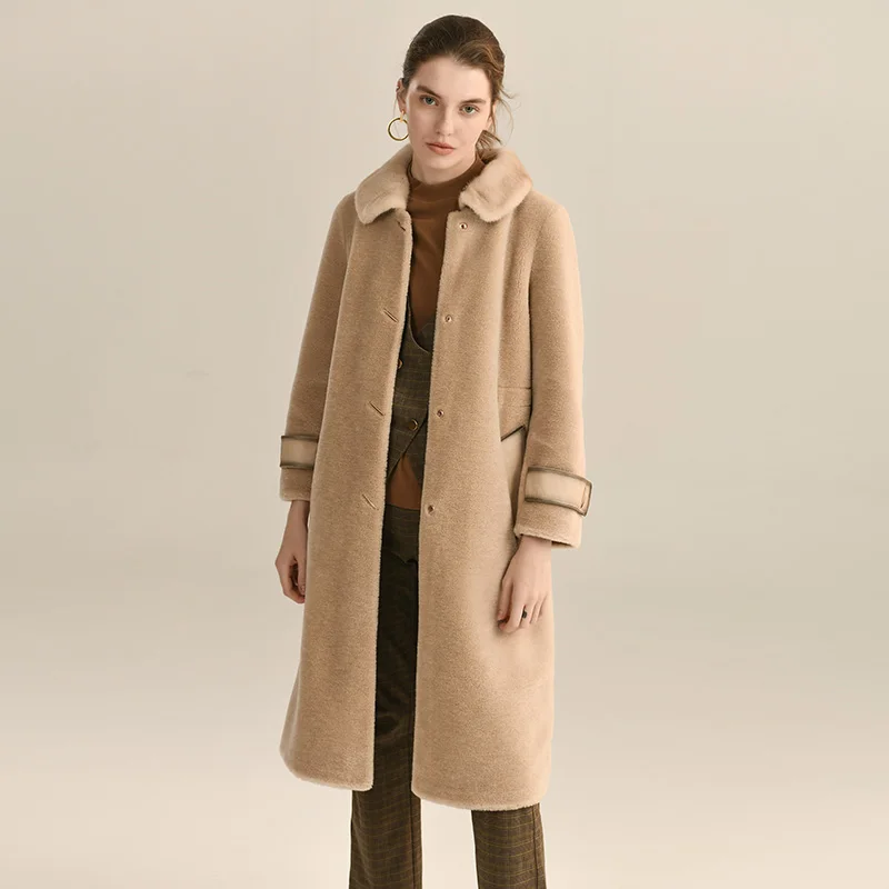 

Fur Collar Wool Coat Women 100% Wool Classical Design Solid 3 Colors Quality Slim Coat England Style 2019 New Fashion