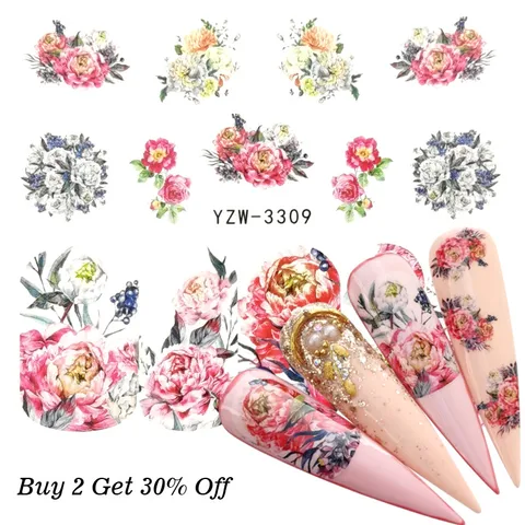 New Jewelry Nail Sticker Black Vintage Boho Style Decals Manicure Water Transfer Slider Foil Slider Decorations