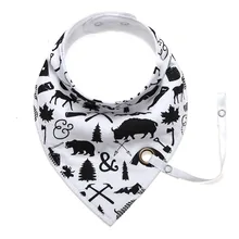 Унисекс двухъярусный треугольный детский нагрудник, водонепроницаемый нагрудник с кнопками для младенцев из хлопка