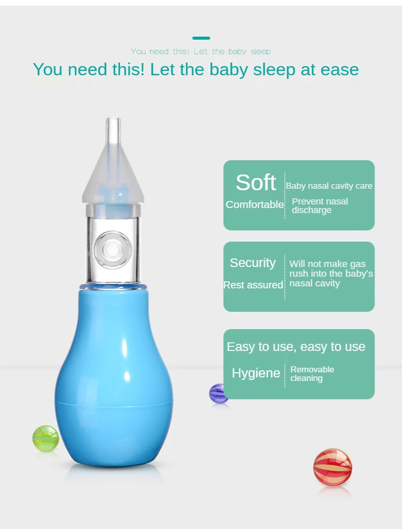Neonatal Infant Silicone Nasal Aspirator Pump Type Cold Nasal Mucus Cleaner Antibackflow Baby Nasal Aspirator Safe Vacuum Sucker