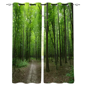 

Modern Green Woods Nature Window Curtain Bedroom Kitchen Living Room Decoration Items Window Curtains for Living Room