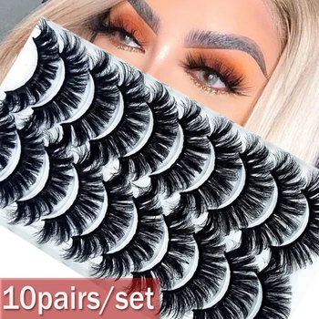 

10 Pairs Full Volume Thick 3D Mink Hair False Eyelashes Multilayered Effect Wispies Fluffy Lash Extension Handmade