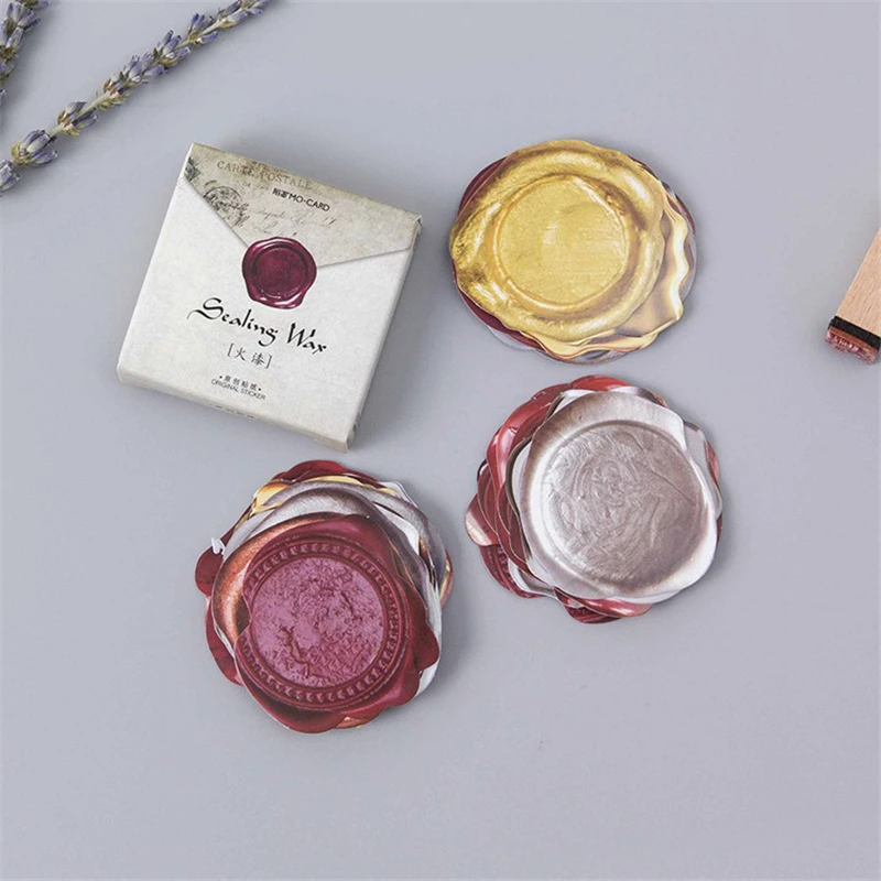 

45pcs/pack Simulation Wax Seal Pattern DIY Scrapbooking Chancery Label Baking Pack Decor Stationery Stickers for Diary Letters
