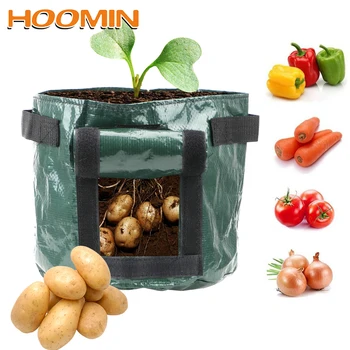 

HOOMIN 1Pcs Thicken Garden Pot Planting Container Bag DIY Potato Grow Planter Vegetable Plant Grow Bag Garden Supplies PE Cloth