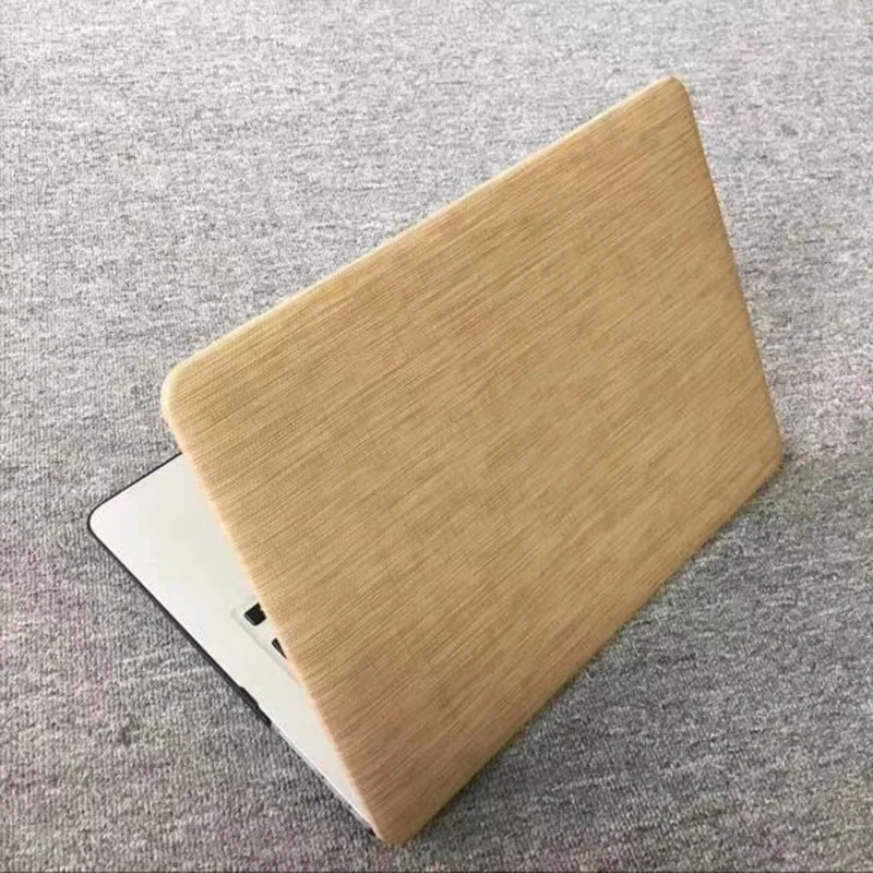 PU матовый чехол для ноутбука с текстурой древесины для MacBook Pro Air retina 11 12 13 15 дюймов с сенсорной панелью чехол для ноутбука - Цвет: Цвет: желтый